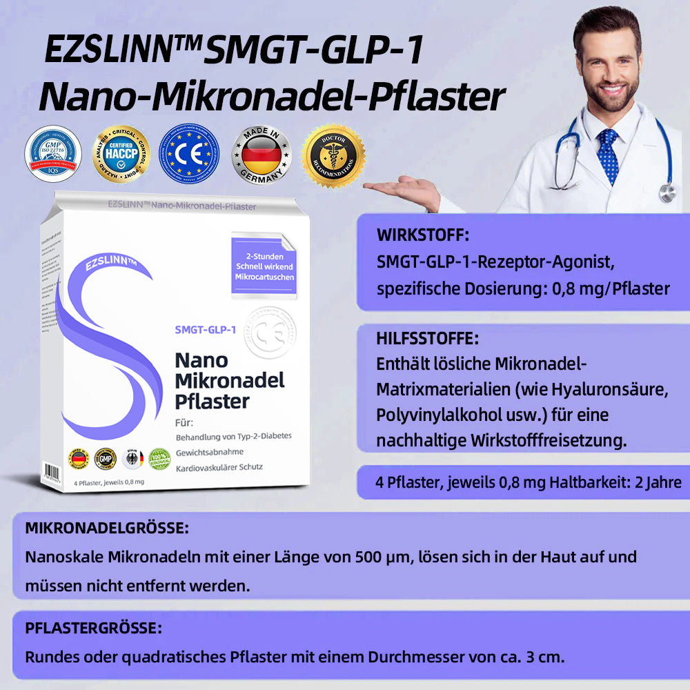 EZSLlNN® 🏆 SMG𝐓-GLP-1 Nano-Mikronadel-Pflaster 2.0 (✅Schmerzfrei, lang anhaltend, gegen Diabetes, Fettleibigkeit und Herz-Kreislauf-Erkrankungen) - 🔥7 Tage, um Ergebnisse zu sehen